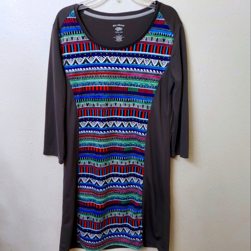 Reel Legends Freeline Activewear Dress Gray Aztec Print Small